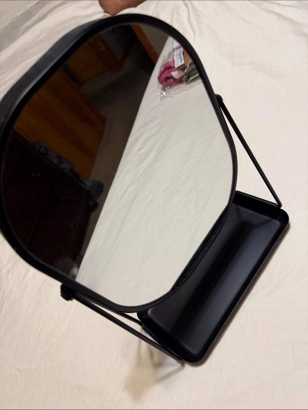Black Vanity Mirror with Tray - Sleek Home Bath Accessory